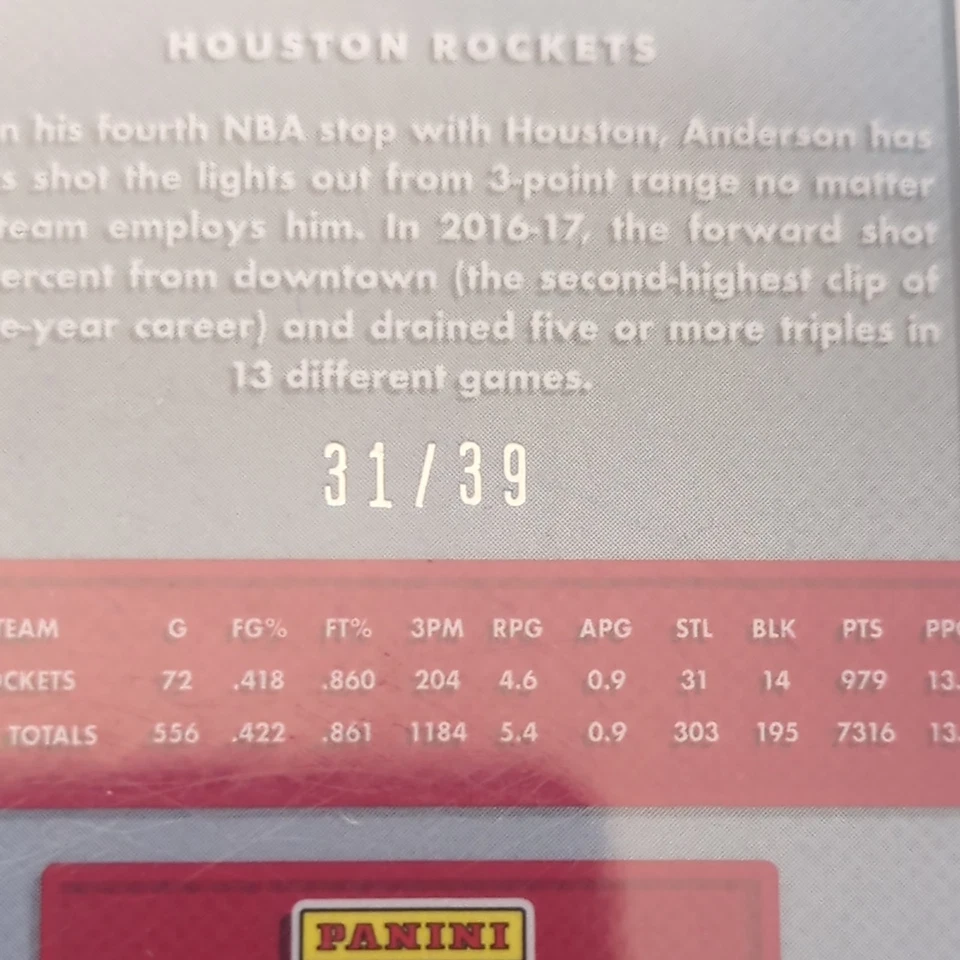 2017-18 Panini Donruss Optic Black Velocity Prizm /39 Ryan Anderson #55 - Imagem 3 de 3