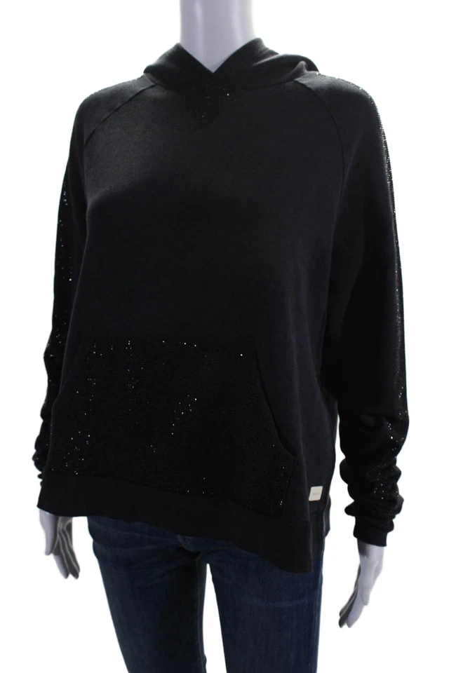 Butter Super Soft Womens Gray Bedazzled Long Sleeve Pullover Hoodie Size S - Image 2 of 4