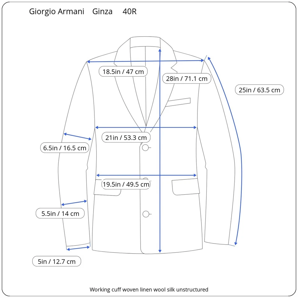 Giorgio Armani 50it 40r Linen Wool Silk Black Label Working Cuff Woven - Image 2 of 4