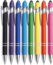 8 Pack Ballpoint Pen 2-In-1 Stylus Retractable Ballpoint Pen with Stylus Tip, Me