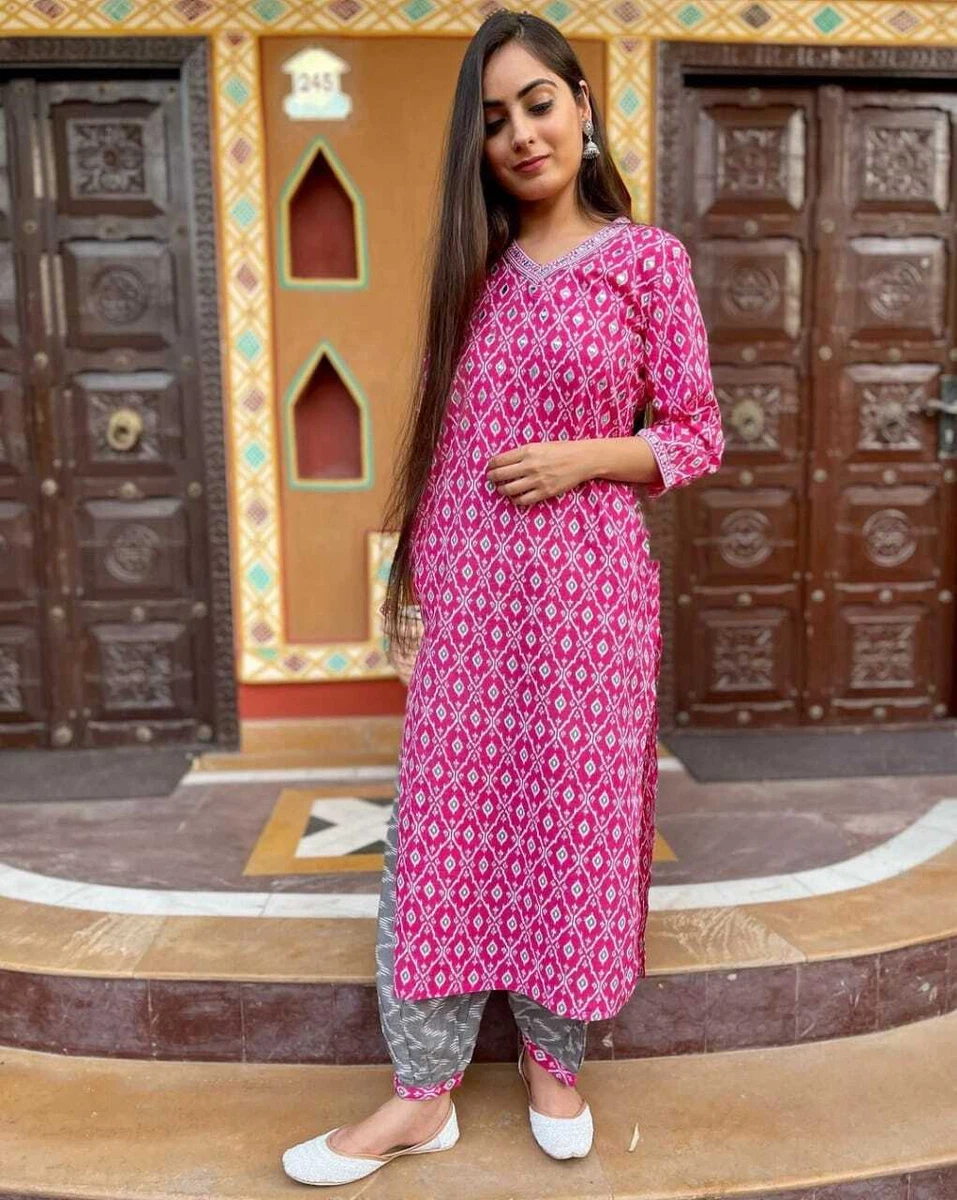 Straight kurta with best sale palazzo