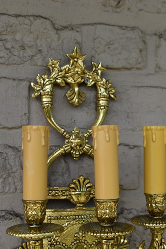 PAIR french large Empire style Napoleon eagle Bronze wall lights sconces rare - Picture 5 of 10