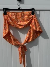 Shein Long Wrap Around Bandeau Orange Top Women’s XS