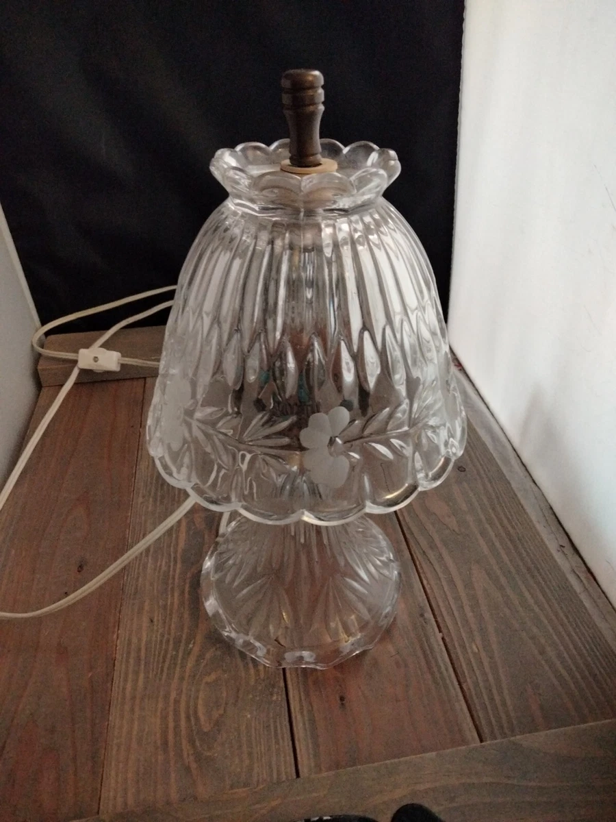 Vintage Crystal Etched Glass Boudoir Small Table Lamp 10