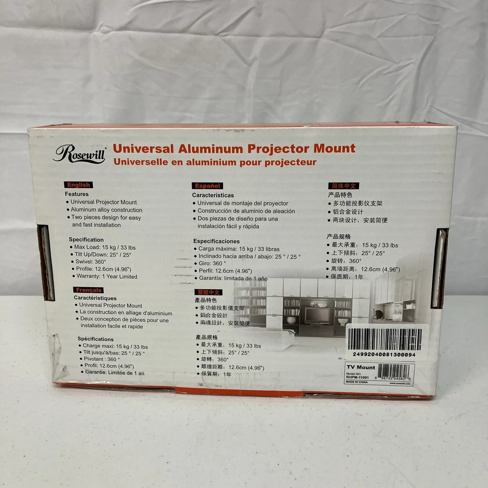 Rosewill Universal Aluminio Proyector Montaje RHPM-11001 Home Theater TV Hombre Cueva Foto 2 de 4