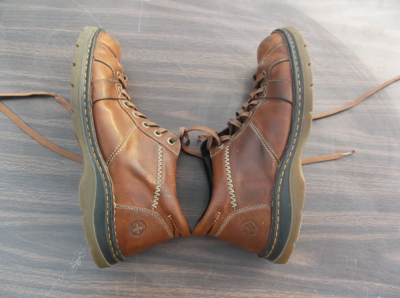 SAOLA DR. MARTENS SCARPE MARRONE CHIARO PELLE SUOLA AMMORTIZZATA AD ARIA OXFORDS UOMO tg12 140378