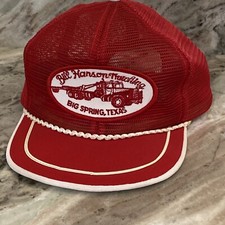 VINTAGE Bill Hanson Trucking Mesh Trucker SnapBack Hat Made In USA Big Spring TX