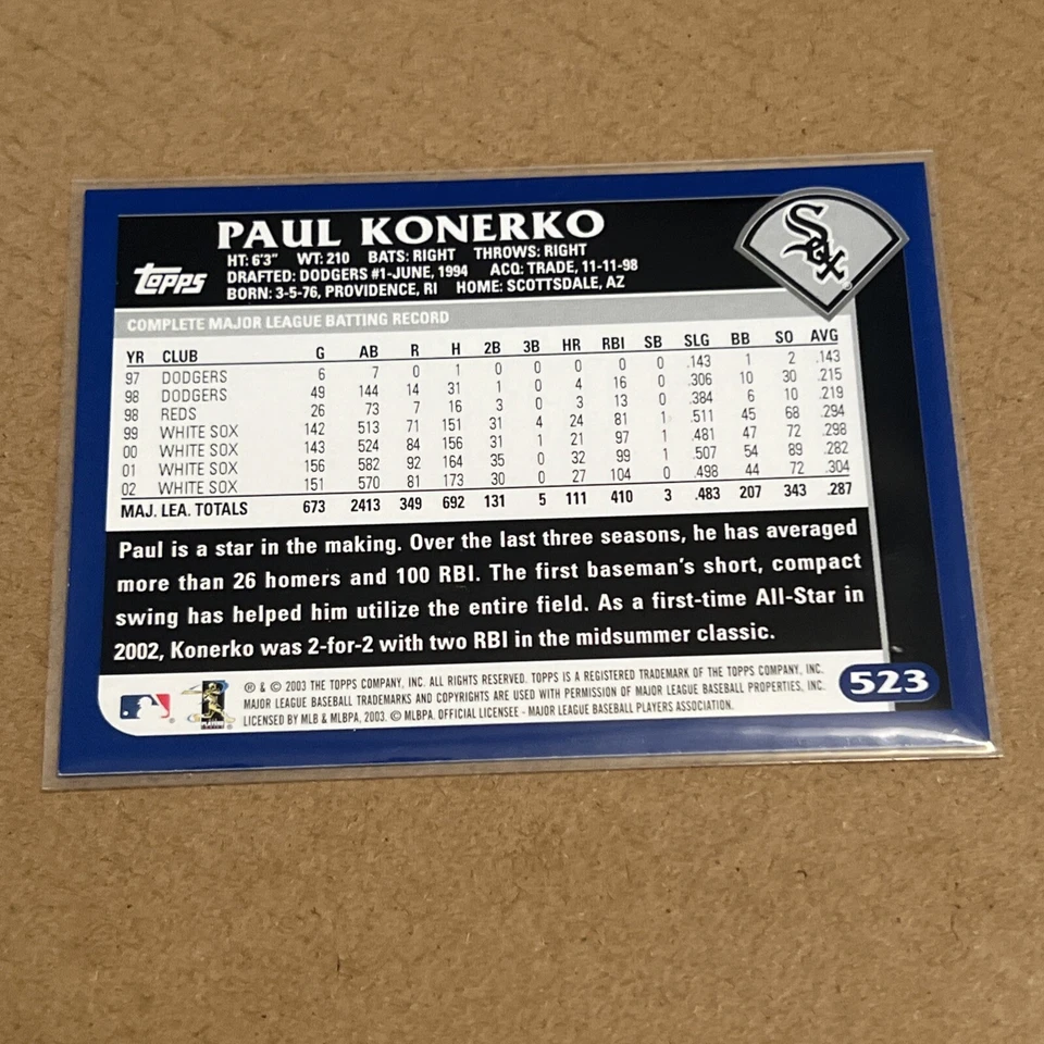 2003 Topps - #523 Paul Konerko Chicago White Sox - Image 2 of 2