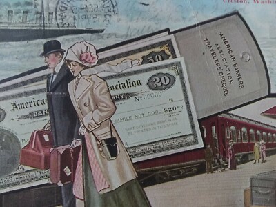 Vtg Postcard.Creston State Bank Creston,Washington. Travelers checks advertising