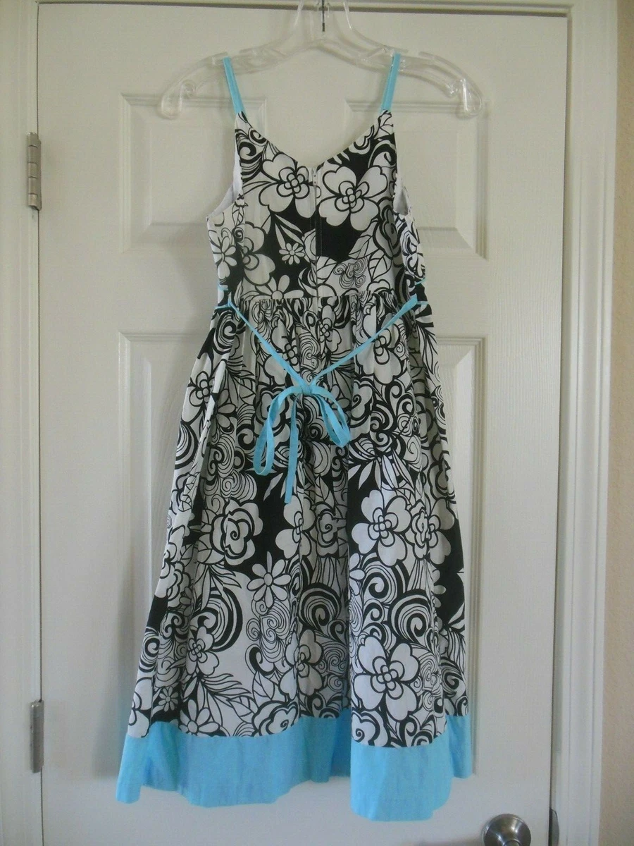 BONNIE JEAN girls floral SUNDRESS size 14 sleeveless Summer black white