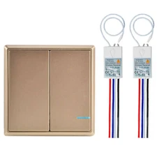 Wireless Light Switch & Receiver for Ceiling Lamp LED Remote Control White Gold