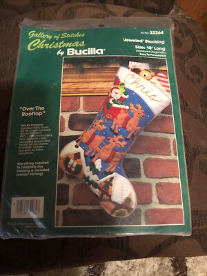  Bucilla ''Over The Rooftop'' 18'' Felt Stocking Kit. Also ''Santa Claus  Candycane''