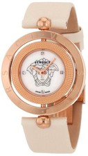 Versace Women 79Q80SD497 S002 Eon Two Rings Rose-Gold Plated Satin Diamond Watch