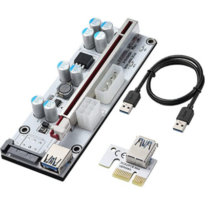 6X PCI-E Riser VER010-X V010X GPU USB 3.0 1m Karte 1X 16X 6 PIN Adapter Mining