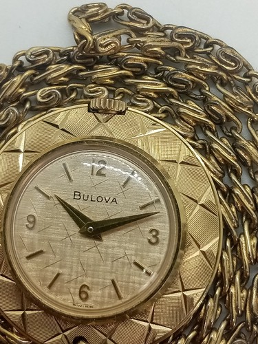 BULOVA, Women's, Round Pendant Watch, 17 Jewels, Mechanical, 12k GF Chain, Runs - Picture 4 of 16