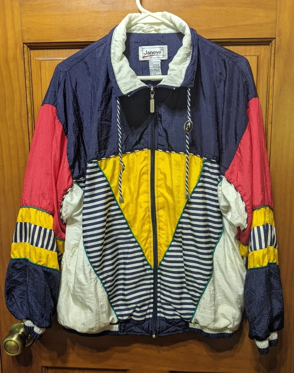 80s Tri-Color Block Windbreaker - Men's Small, Women's Medium | Vintage  Colorful Zip Up Retro Lightweight Jacket