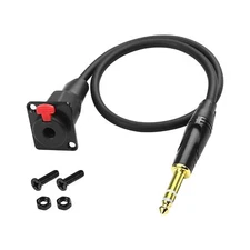 D-Type 6.35mm 1/4" Female Panel Mount to 6.35mm Male Stereo Connector Cable 6...