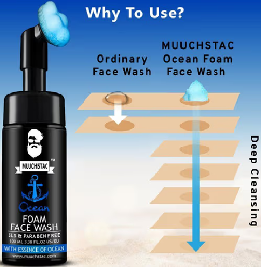 Muuchstac Ocean Purifying Foam Face Wash for Men Control Acne