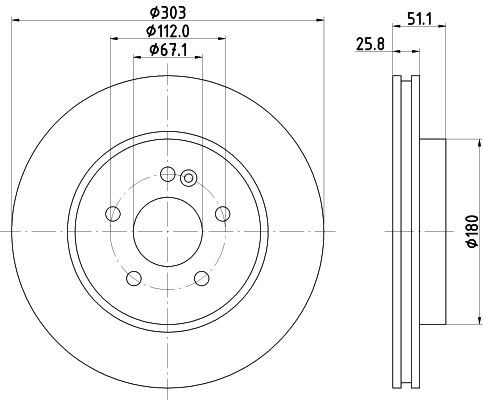 2X Hella 8DD 355 129-751 Bremsscheibe FüR MERCEDES-BENZ-image