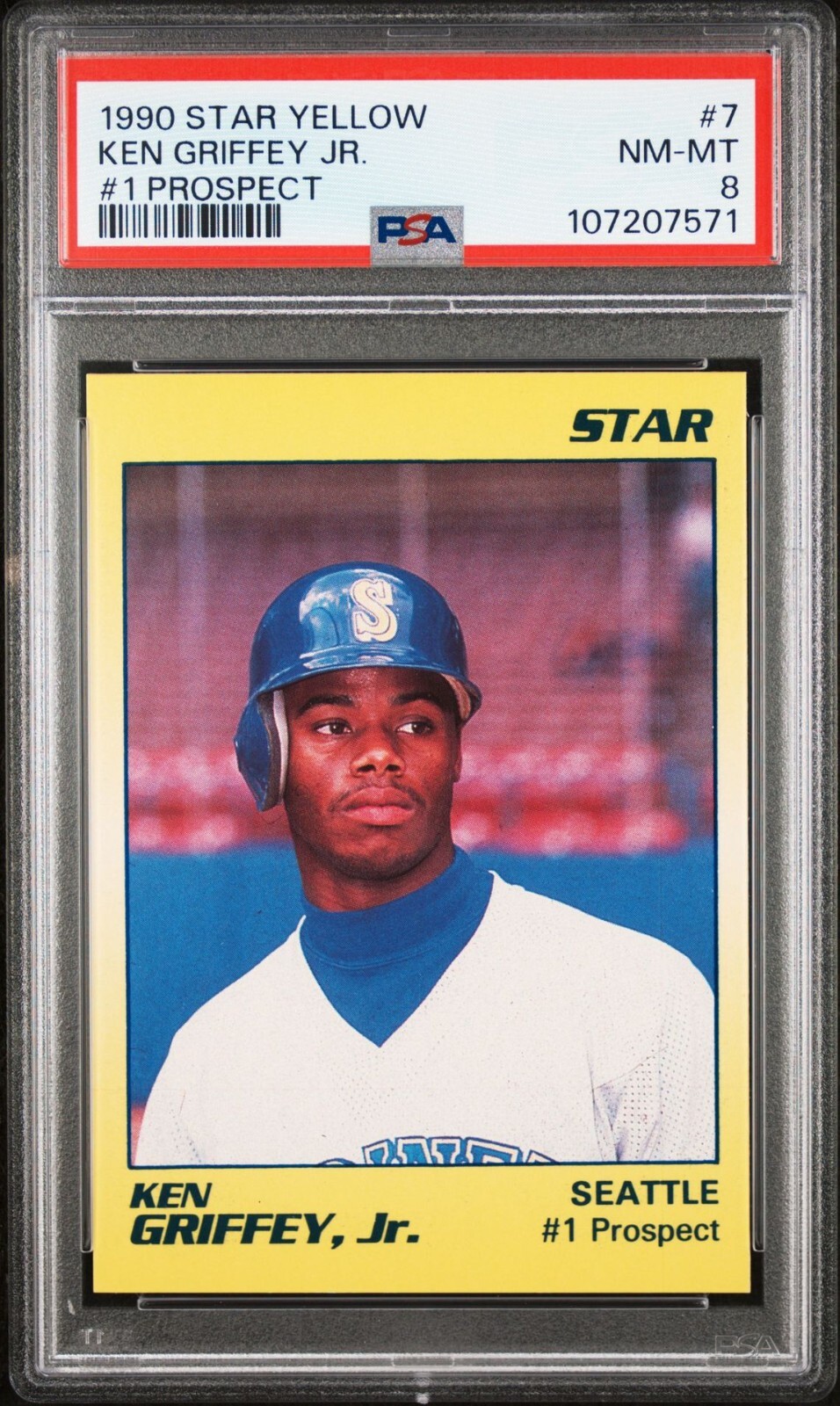1990 STAR KEN GRIFFEY JR. YELLOW 7 KEN GRIFFEY JR. #1 PROSPECT PSA 8