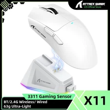 ATTACK SHARK X11 Wireless Gaming Mouse with Charging Dock,BT/2.4G Wireless/Wired
