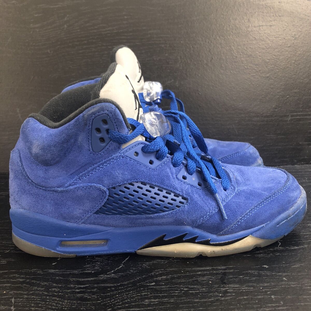 Nike Air Jordan Retro 5 Blue Suede Game Royal Black 136027 Nike Air Jordan Retro 5 Blue Suede Game Royal Black 136027