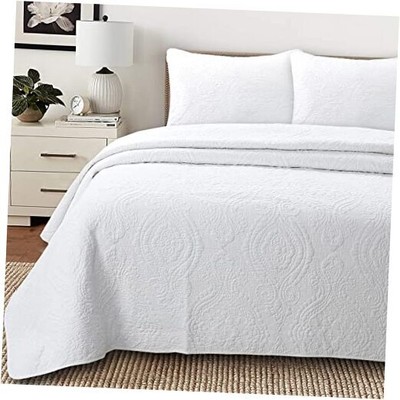  Bailee Matelasse Medallion Solid White 100% King - 3 piece Medallion - White
