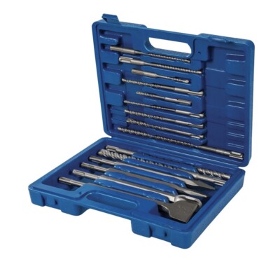 SDS Plus Steinbohrer & Meißel Stahl Bit Set 15tlg Silverline