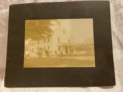 Antique Photo Cabinet Card Architecture Historical Home w/ Period Clothing