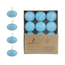 Mega Candles - Unscented 1.5" Floating Disc Candles - Light Blue, Set of 36