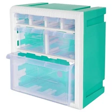 Small Parts Storage Organizer With 7 DrawersCyan