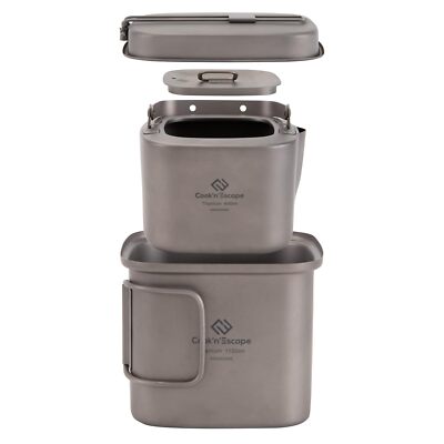 Titanium Cooker Set Coffee Pot Square Kettle Kochel 3 Piece Titanium Cooker Set Coffee Pot Square Kettle Kochel 3 Piece