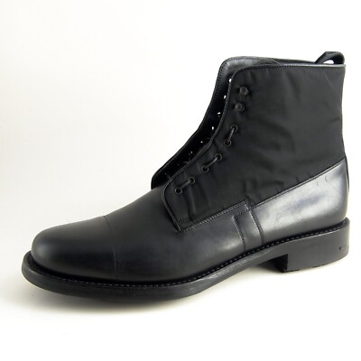 Prada 0730 Combat Ankle Boots Black Leather Nylon Mens Size  display picture 1