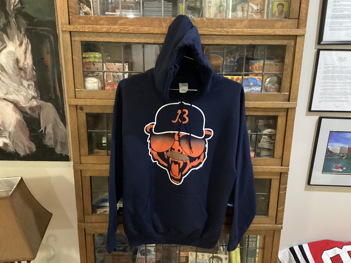Chicago Bears DITKA Navy Blue Sunglasses Mustache Hoodie Sweatshirt SZ L  Cool