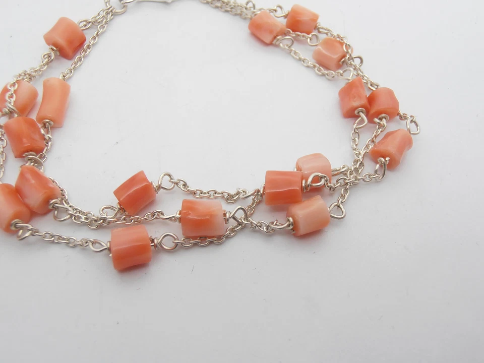 Braccialetto in Argento 925 con Corallo Naturale Rosa - bracciale - - Immagine 3 di 4