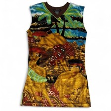 CUSTO BARCELONA Maglia smanicata in ciniglia velluto immagini fantasia Tg M