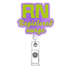 RN Registered Nurse Badge Reel Retractable Funny Purple Rn