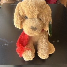 Bearington Collection Dog Plush Brown/Red with Red Scarf PA 10186