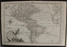 AMERICAN CONTINENT 1787 PHILIPPE DE PRÉTOT UNUSUAL ANTIQUE COPPER ENGRAVED MAP
