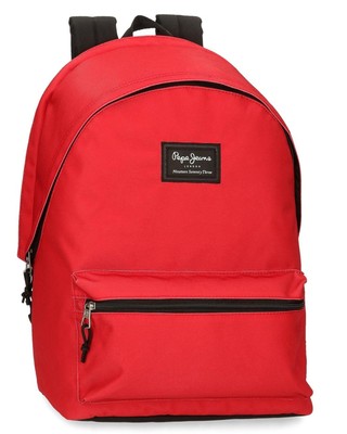 Pepe Jeans Unisex Kids Backpack Solid Color Red