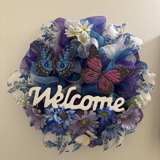 Butterfly Door Wreath New Handmade 17”