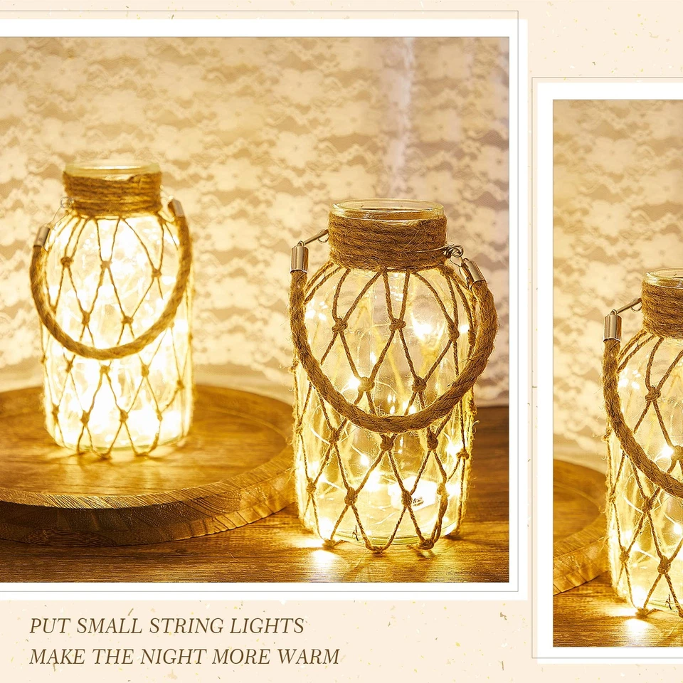 Set of 4 Rope Net Dry Flower Glass Vase 7.9 x 4 Inches Wicker Farmhouse Vase ... - Image 4 of 4