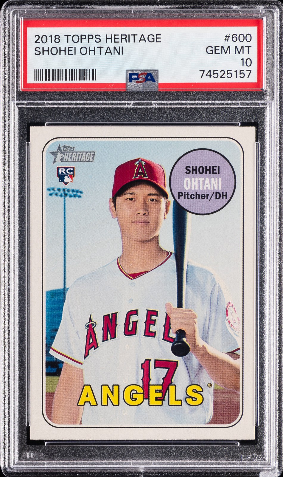 2018 TOPPS HERITAGE #600 SHOHEI OHTANI ROOKIE RC PSA 10