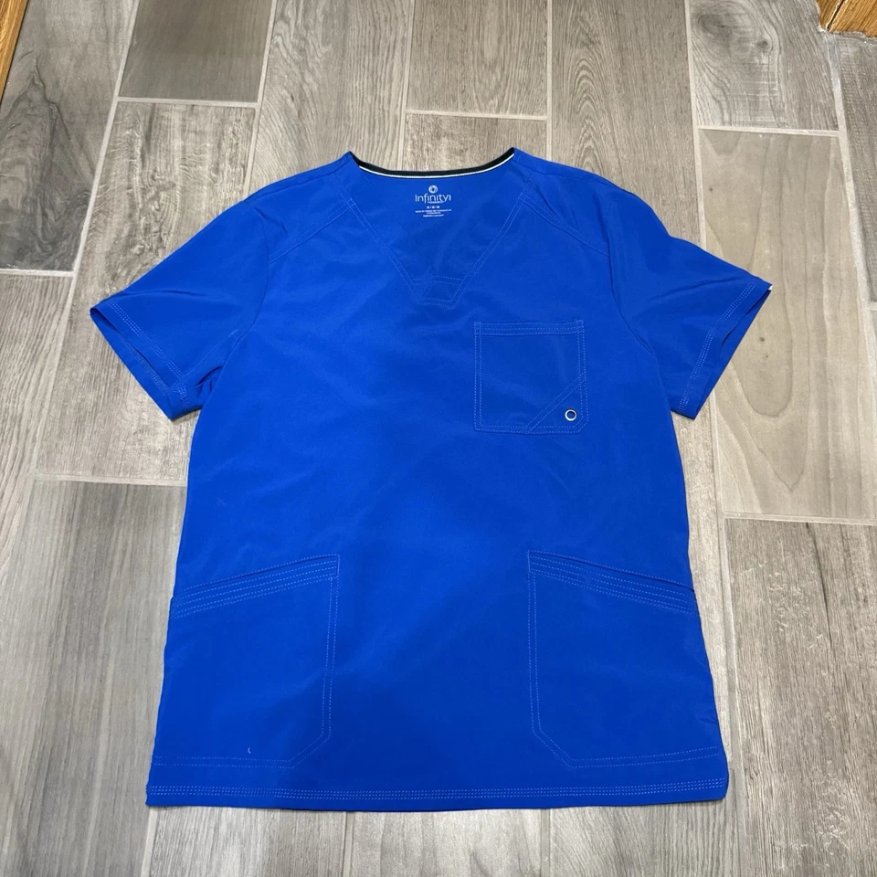 Lot of 2 Cherokee Infinity Men’s Scrub Tops Blue Size M Stretch V-Neck RN93643 - Image 2 of 4
