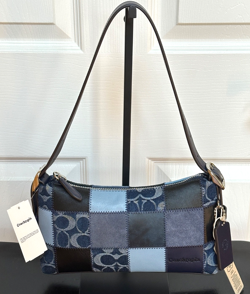 COACH COACHTOPIA SMALL SLOUCHY SHOULDER BAG PATCHWORK:NWT DENIM