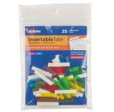 Avery Insertable Self-Adhesive Tabs with Printable Inserts, 1", Permanent Adhesi
