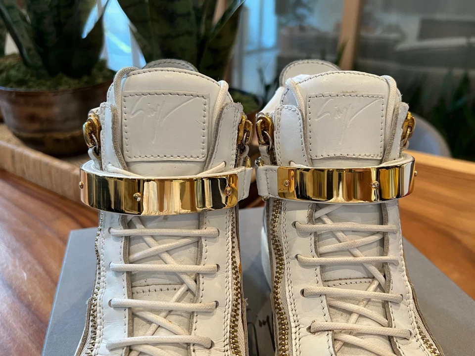 Giuseppe Zanotti Women‘s White Leather Coby High Top Sneakers Size 37 - Image 4 of 4