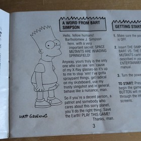  NES NINTENDO THE SIMPSONS BART VS THE SPACE MUTANTS GAME 1990 - Box and Manual