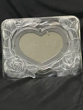 Vintage Home Beautiful Frosted Heart Roses Crystal Picture Frame Japan