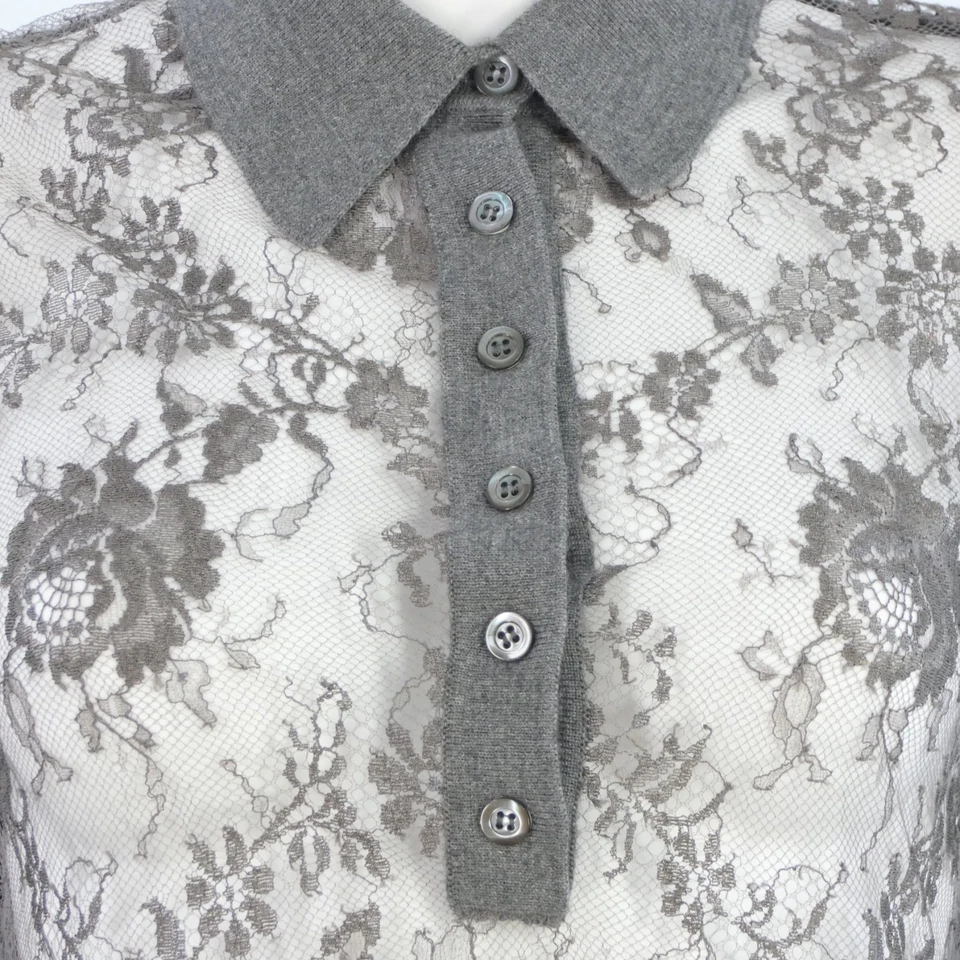 Valentino цветочный кружева и трикотажа с воротником верхний джемпер размер M шерсти кашемир дизайнер - Изображение 4 из 4